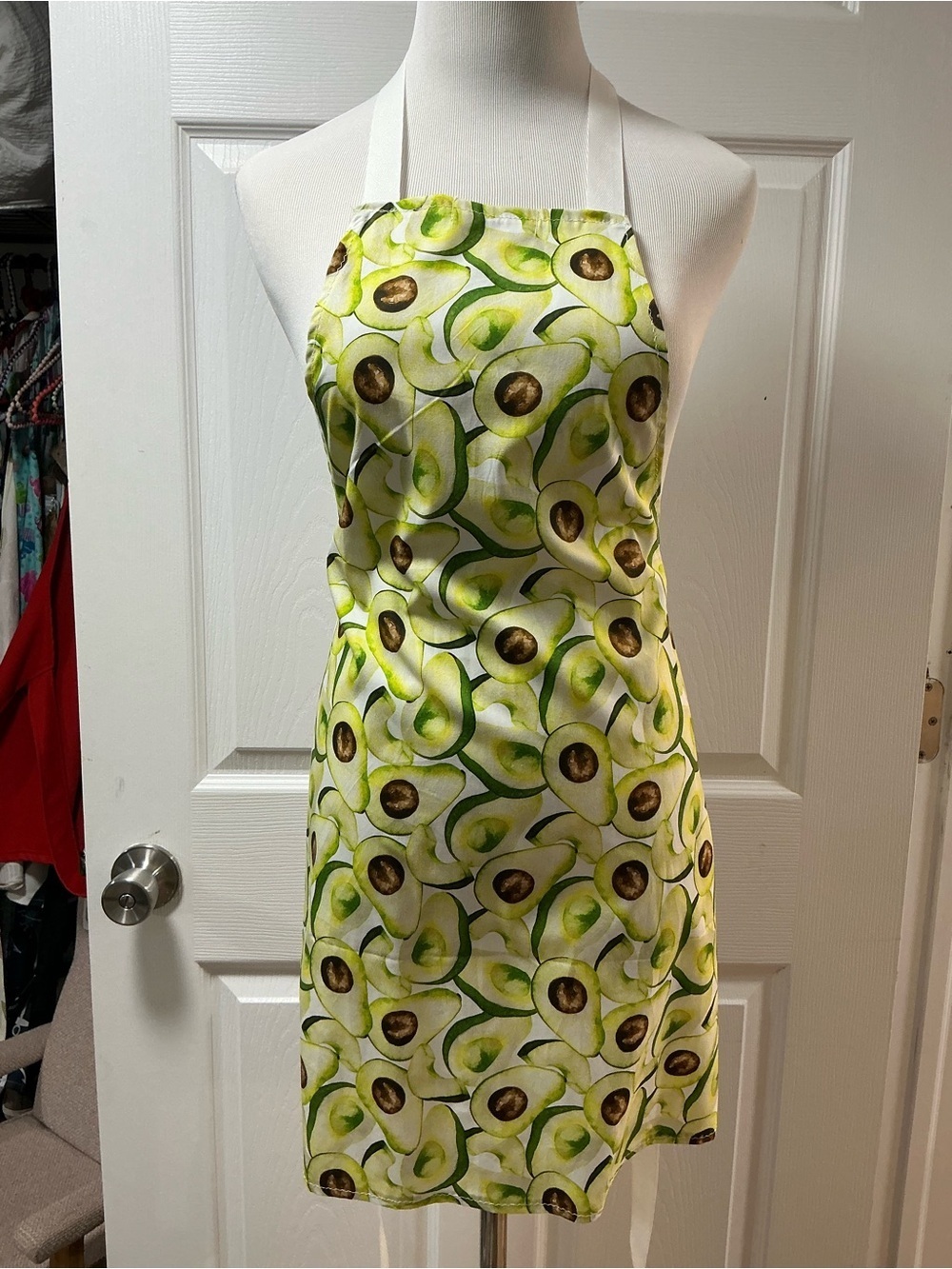 2009 - Avocado Print Kitchen Apron in Green - handmade - Picture 2 of 2